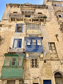 Old balconies in Valetta, Malta