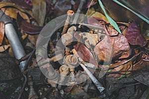 Old ball joint, rusted steel nut