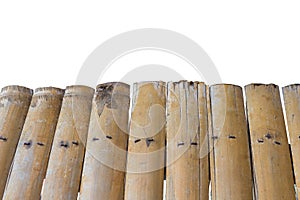 Old bamboo wall background on white background