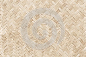 Old bamboo weaving pattern, woven rattan mat texture for background and design art work.