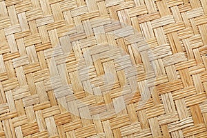 Old bamboo weaving pattern, woven rattan mat texture for background