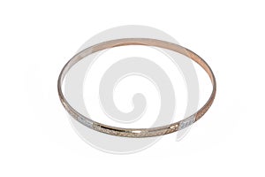 Old bangle jewelry has gold and silver color isolated on white background,macro photo,has path