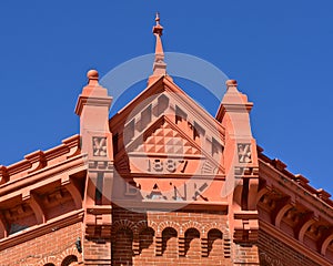 Old bank building with the date of 1887