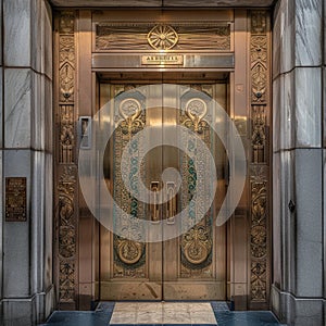 Old Bank Door, Art Deco Enter, Luxury Treasury Door, Ornate Bank Gate, Art Nouveau Architecture