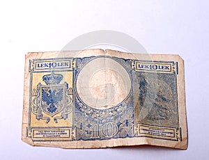 Old Banknote from Albania,10 lek