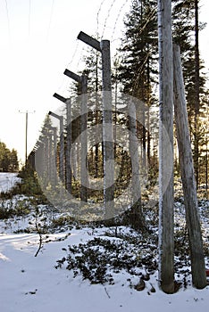 Old barbwire fence near joensuu