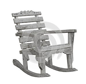 Old bare wooden rocker isolated