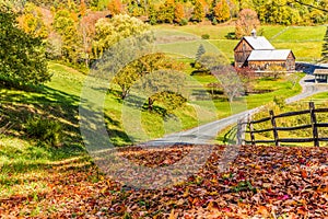 Old barn in beautiful Vermont autumn landscape