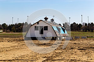 Old barn being rehabilitated in a new development