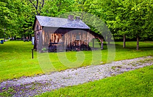 Old barn and dirt lane at Millbrook Village, at Delaware Water G