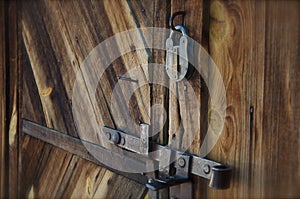 Old Barn Door with Metal Lock