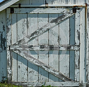 Old Barn Door With Peeling Paint