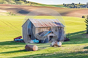 An old barn on a farm in the Palouse hills