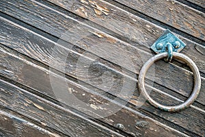 Old barn gate. Wooden rustic gate for a warehouse, stable or barn