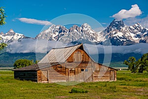 Old barn in Grand Teton Mountains