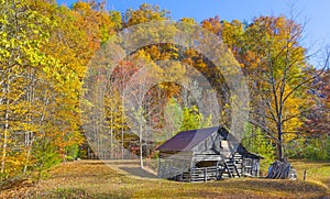 Old Barn with Fall Colors