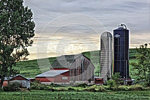Old barn with out buildings and silos