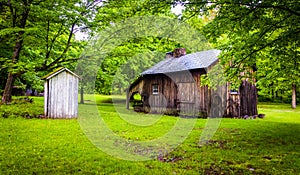 Old barn and outhouse at Millbrook Village, at Delaware Water Ga