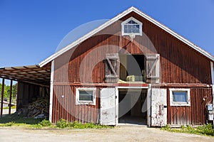 Old barn with red wood siding