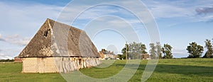 old barn and sheds in regional park boucles de la seine near rouen in france