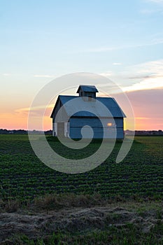 Old barn at sunset