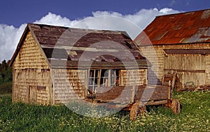 Old Barn and Wagon