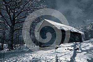Old barn in winter