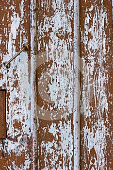 Old barn wood blue plank door draped texture background vertical
