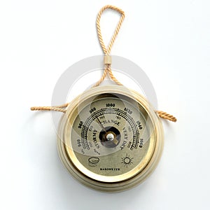 Old barometer isolated on white background