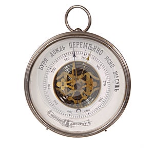 Old barometer with russian inscriptions