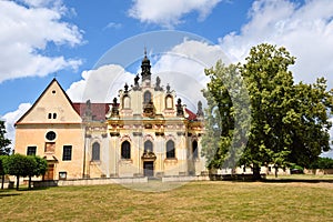 Old baroque church with statues