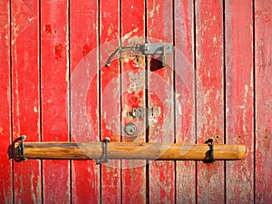 Old Barred Red Door