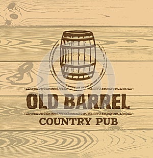 Old Barrel Creative Vector Sign. Stamp Design Element Concept On Grunge Distressed Background