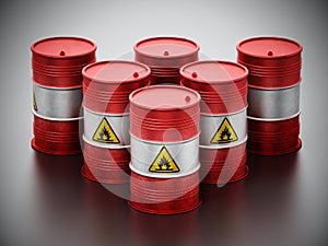 Old barrels with inflammable symbol. 3D illustration photo