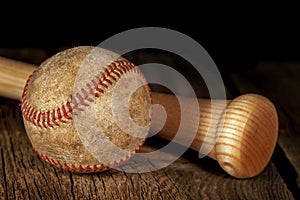 Old baseball and Bat