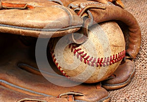 Old Baseball and Mitt