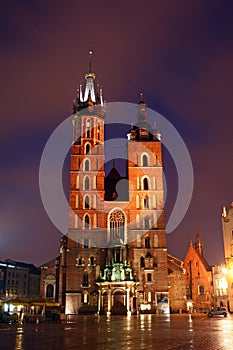 Old basilica at night