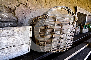 old basket made of wicker rods