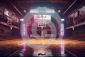 Old basketball court. Generative AI