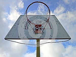 Old basketball hoop on the street