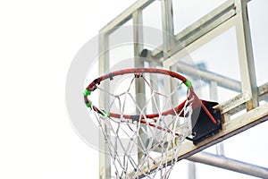 Old basketball hoop on white background in the sport outdoor playground public arena street sports