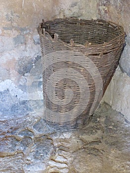 Old baskets for the collection of flour in the old mills photo