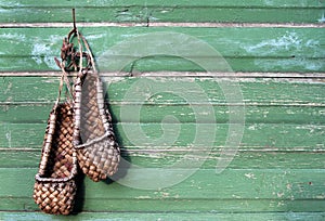 Old bast shoes traditional russian footwear