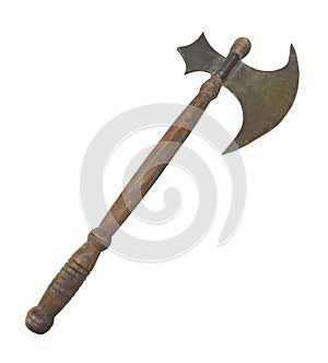 Old battle axe isolated.