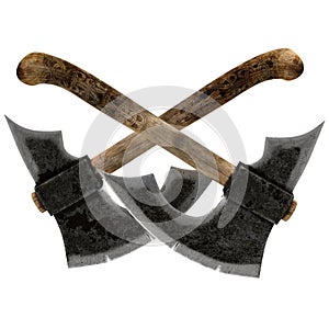 Old Battle axe on white 3D Illustration