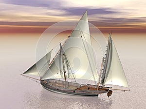 Old battle ship - 3D Render