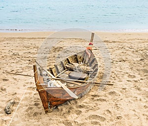 Old beached fishing Boat - Asian Style