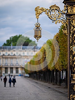 Old beautiful lantern in a park in Nancy