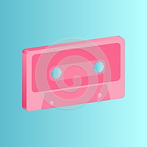 Old beautiful retro hipster music audio cassette from the 70s, 80s, 90s on a blue background