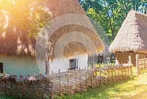 Old beautiful traditional romanian ukranian farm village house w